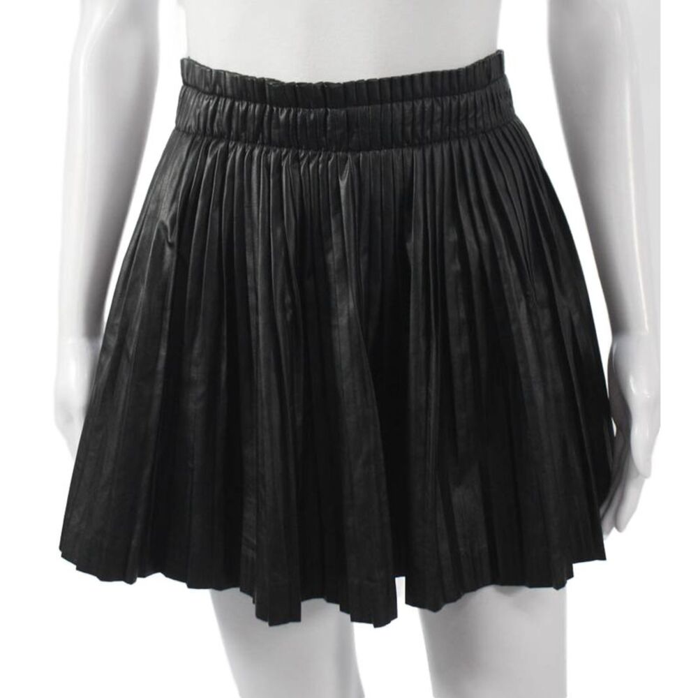 Stage Womens Pleated Skirt Black Polyurethane Mini Size S